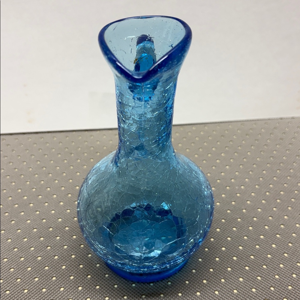 Blue Crackle Glass Pitcher - Picture 2 of 8